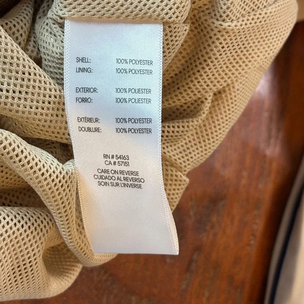 Tommy Hilfiger Mens Small Beige Hooded Windbreaker Jacket Mesh Lined Full Zip